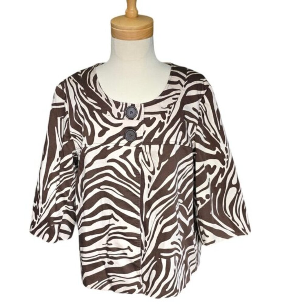 Addition Elle Animal Print Buttoned Cropped Blazer Jacket. Size 16